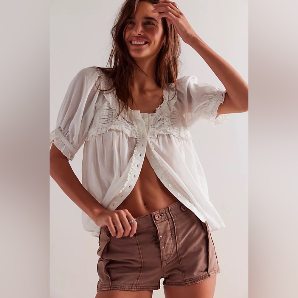 FREE PEOPLE All Yours Chocolate Brown Micro Shorts NWOT Size 12